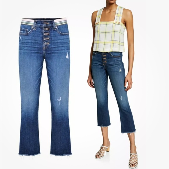 VERONICA BEARD Carolyn Baby Boot Jeans with Tux Striped Waistband 31 - Picture 1 of 9